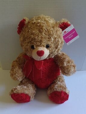 Red Rose Plush Tan Valentine's Large Gift Teddy Bear by CELEBRATE!